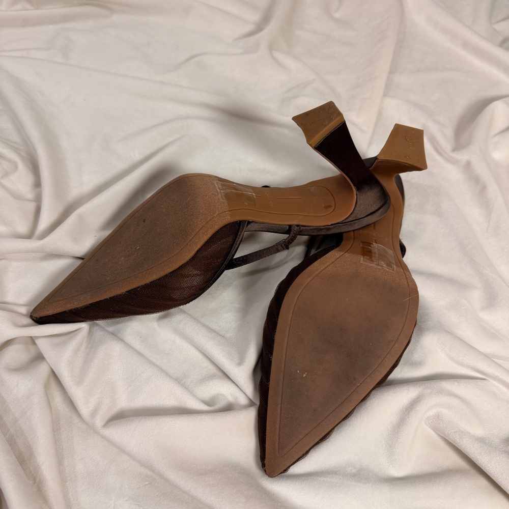 Dolce Vita Nayati Brown Mesh Pointed Toe Mule Heels 7.5 Chocolate Sheer - Picture 3 of 7